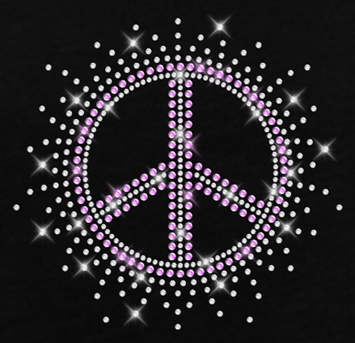 Blingeling® Peace-Zeichen Symbol - Strass 200 Pink Applikation Silber