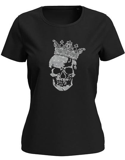 Blingeling® LUX Damen T-Shirt mit Strass Totenkopf und Krone