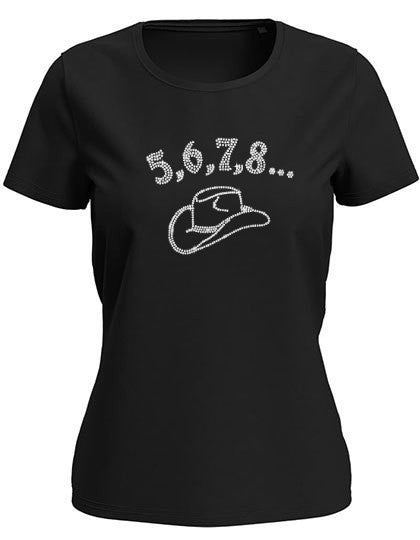 5,6,7,8 Line Dance Damen T-Shirt mit Strass