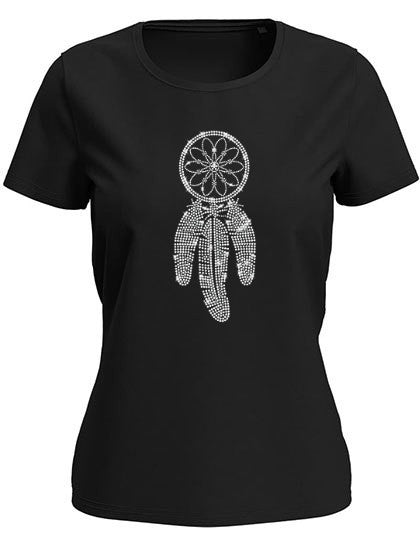 Blingeling® Model-LUX Damen T-Shirt mit Silber Strass Traumfänger