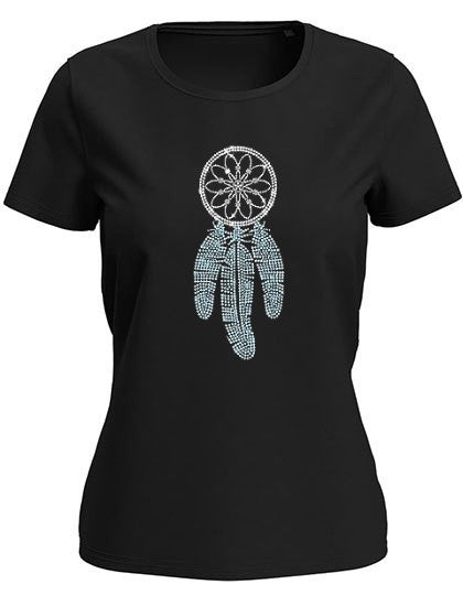 Blingeling® Model-LUX Damen T-Shirt mit Silber Strass Traumfänger