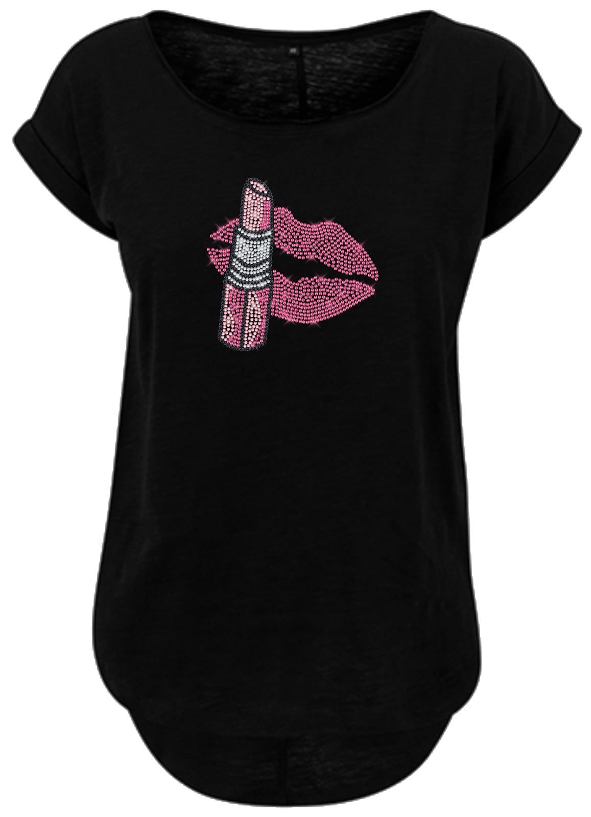 Blingeling®Shirts Damen T-Shirt   Kussmund mit Lippenstift Pink