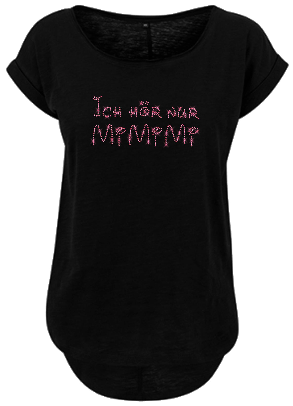 Blingeling®Shirts Damen T-Shirt   mit Spruch: Ich hör nur Mi Mi Mi in Strass Pink