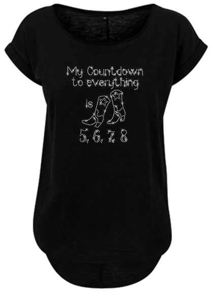 Blingeling®Shirts Damen T-Shirt   Line Dance My Countdown to Everything is 5,6,7,8 in Kristall Strass