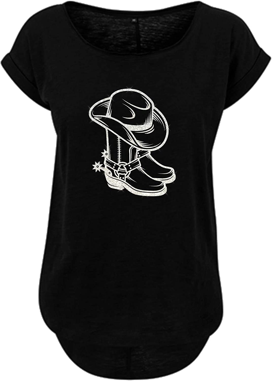 Blingeling®Line Dance Damen T-Shirt mit Cowboystiefel Motiv